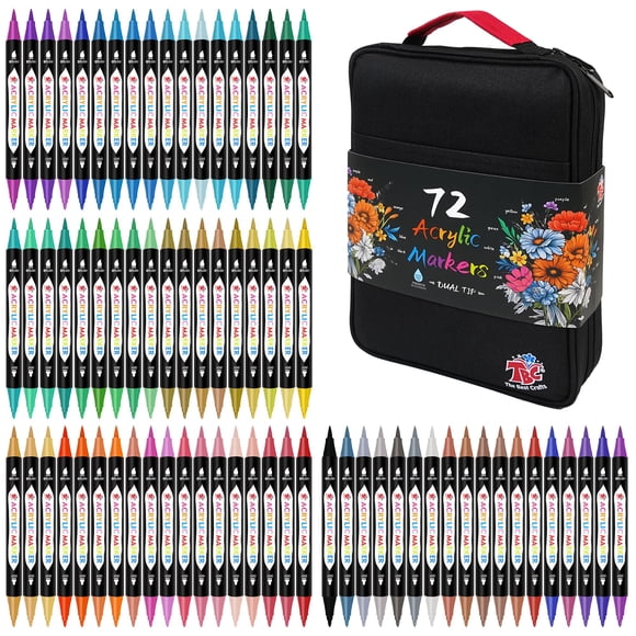 Marcadores de pintura acrílica TBC The Best Crafts, 72 colores, doble punta