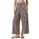 thumbnail image 4 of INSPIRE CHIC Pantalones Casuales a Rayas para Mujeres Piernas Anchas Cintura Elástica con Cordón Palazzo Pantalones de Salón XS Negro Marrón, 4 of 6
