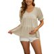 thumbnail image 2 of INSPIRE CHIC Blusas de maternidad para el Día de la Madre de mujer Boho con volantes, cuello en V, botones, manga corta, camisas escalonadas, sueltas y casuales, S albaricoque, 2 of 6