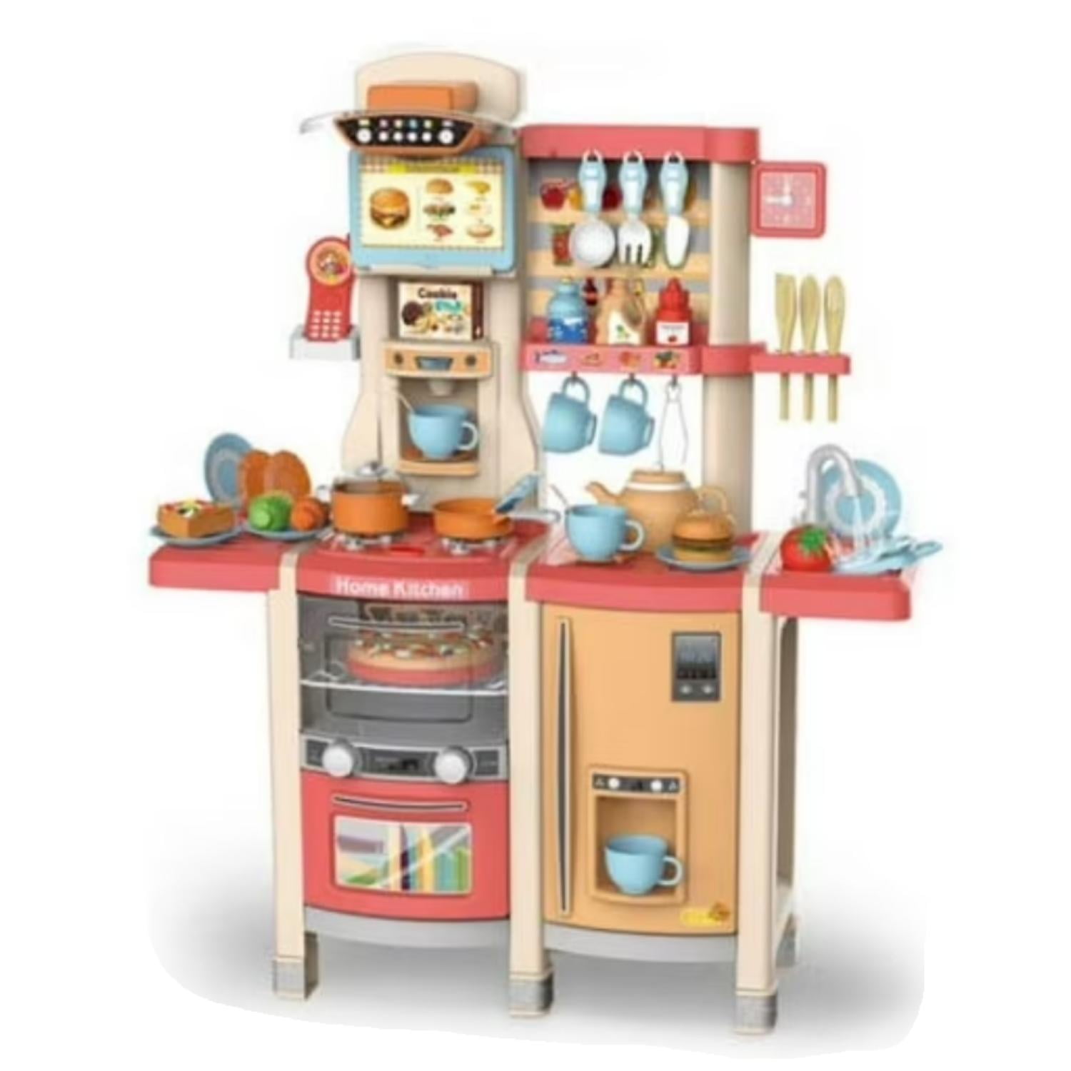 Genérico - Juguete Cocina 66 Piezas 100cm Interactiva Rosada Infantil