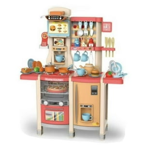 Genérico - Juguete Cocina 66 Piezas 100Cm Interactiva Rosada Infantil