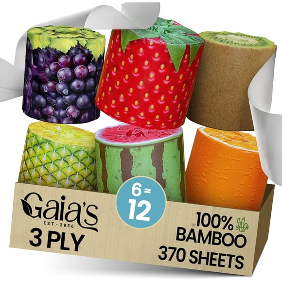 Papel higiénico GAIA'S Gaias Premium FruitP Organic Bamboo, 6 mega rollos