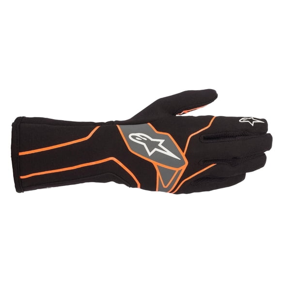 Guantes Alpinestars TECH-1 K V2 negros ONG Fluo para carreras de karts