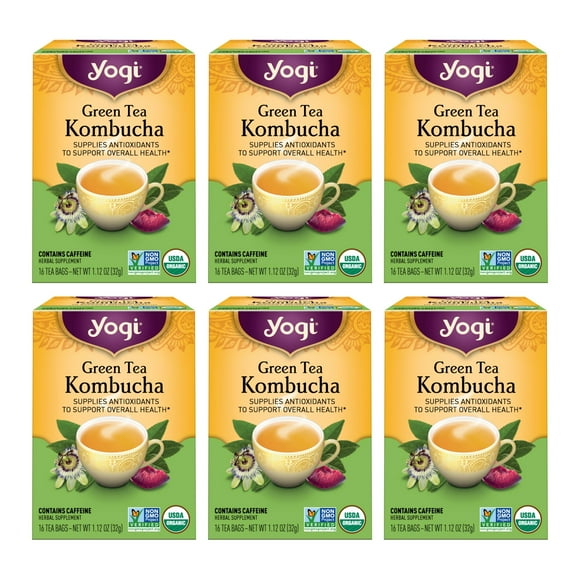 Té Yogi Té Verde Kombucha Orgánico 96 Bolsas Paquete de 6