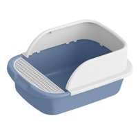 Ioensy - Caja De Arena Para Gatos, Inodoro, Portátil, Gran Espacio, Antisalpicaduras, Bandeja Semicerrada, Azul52Cmx36Cmx21.5Cm