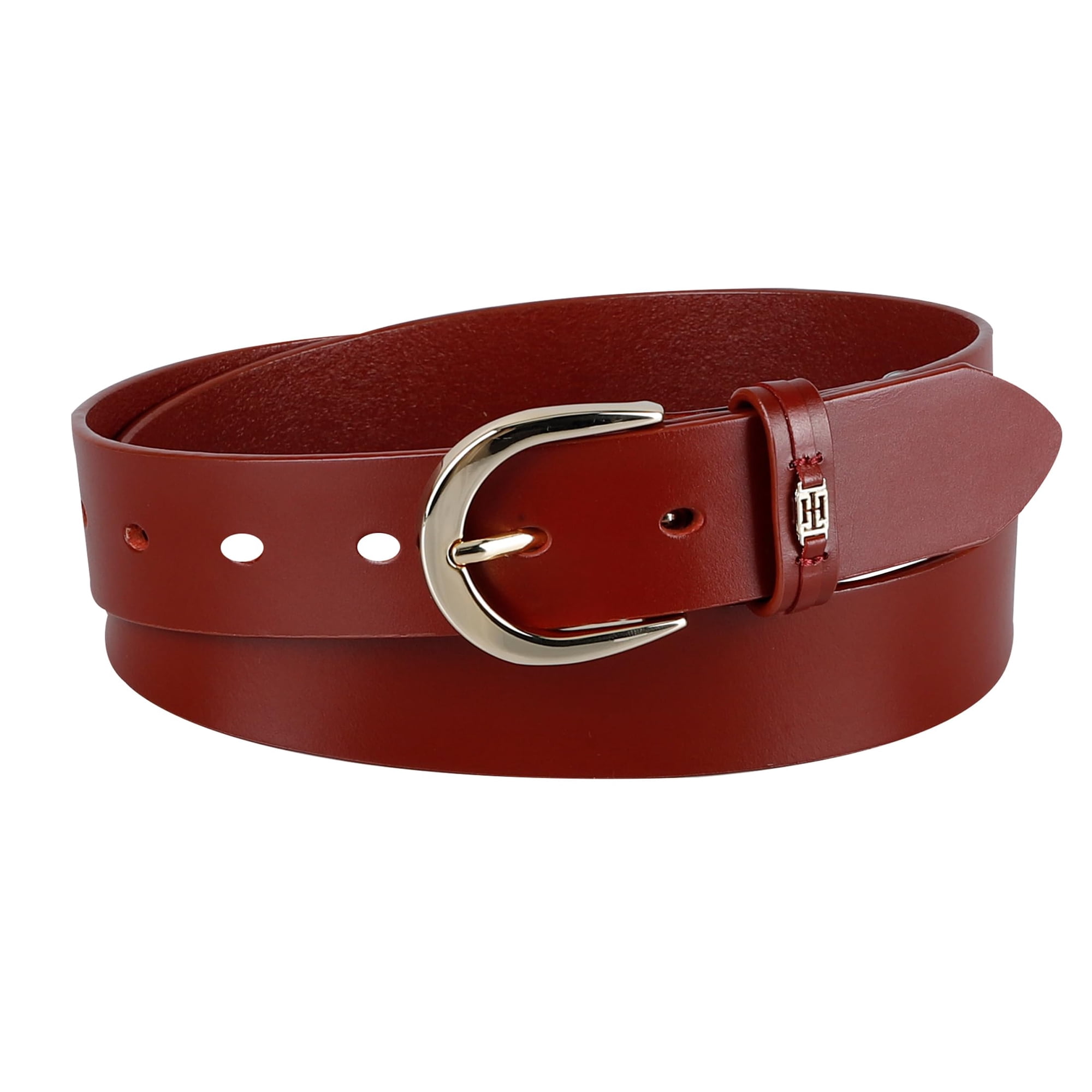 Cinturón Para Jean Tommy Hilfiger De Cuero Mate Rojo De 35 Mm