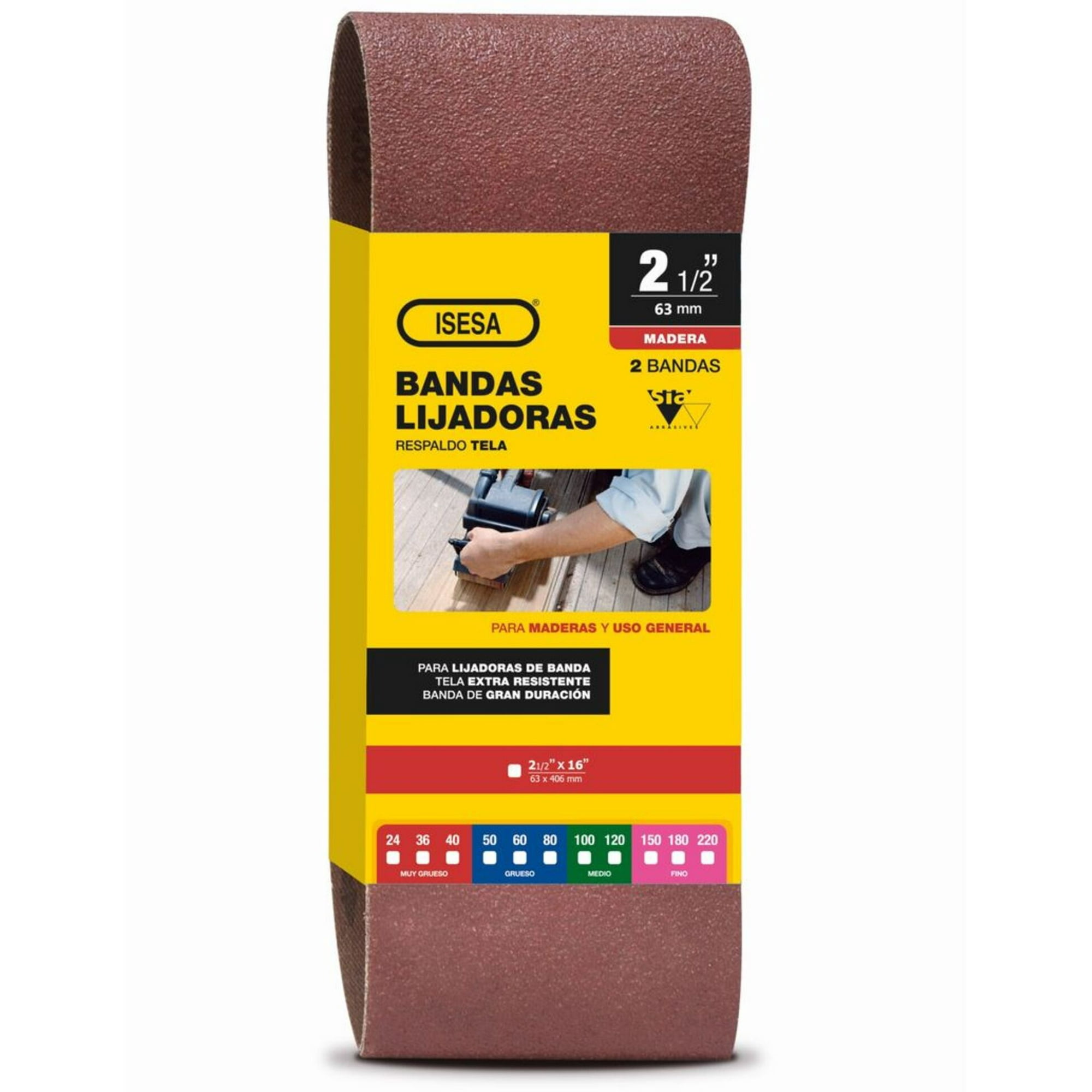 Sia - Banda Lija Madera (pack 2 Unid.) - 2 1/2 X 16 #100 - Wood 2920