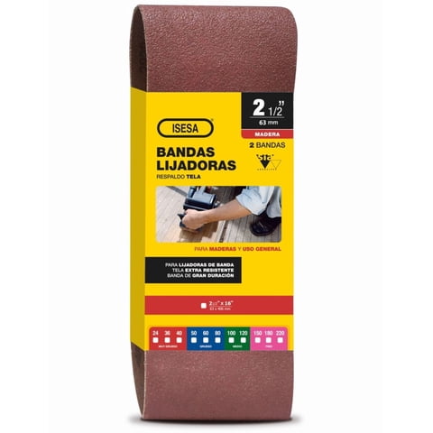 Banda Lija Madera (Pack 2 Unid.) - 2 1/2"" X 16"" #60 - Siawood 2920