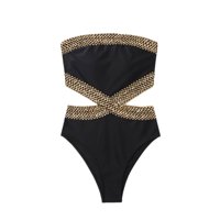 Bañador Milumia De Una Sola Pieza Con Detalle De Puntadas Estilo Bandeau Negro