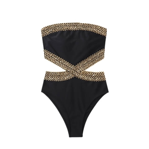 Bañador Milumia De Una Sola Pieza Con Detalle De Puntadas Estilo Bandeau Negro