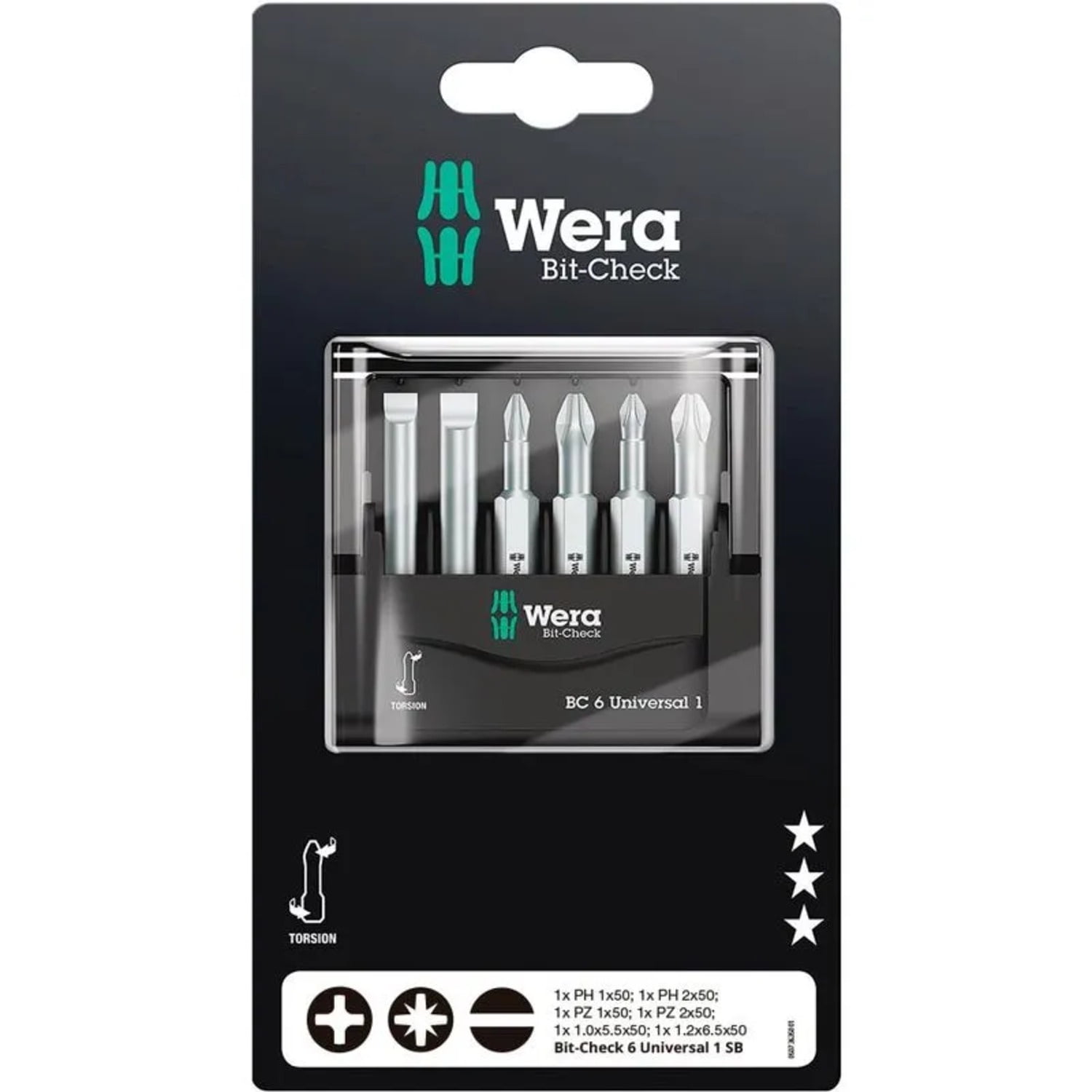 Wera - Set 6 Puntas Largas 50 Mm Mixtas (ph / Pz / Planas)