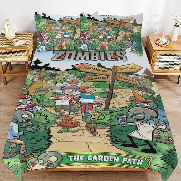 Plants-Zombies PV-Z Plants-Zombies PV-Z Bedding Set Sheet Set for Kids Adults,All Season Lightweight