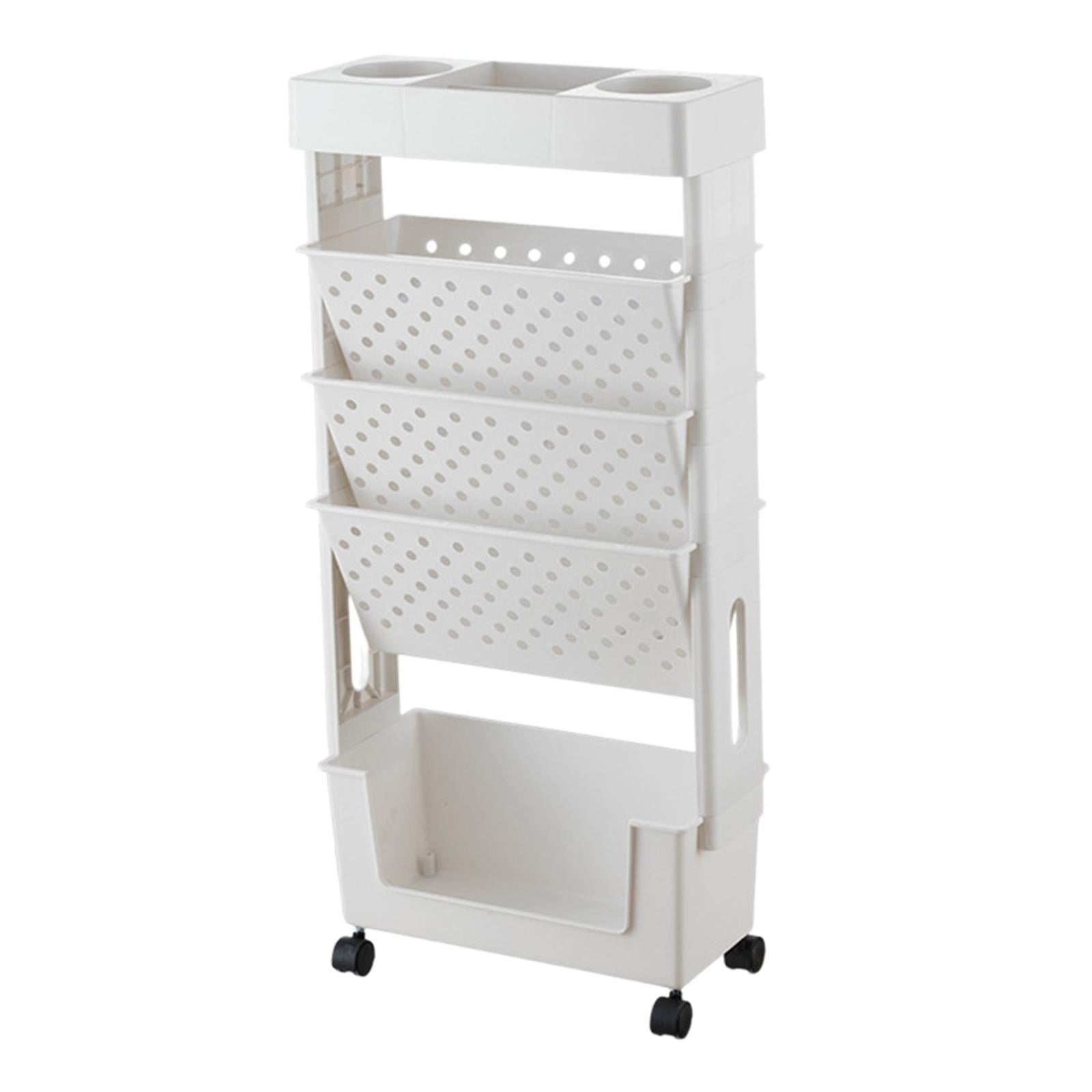 Magideal - Carrito De Libros Móvil, Estantería Móvil Con Ruedas Con 4 Ruedas, Estante De Almacenamiento De Libros Versátil De 14,7x5,9x30,7 Pulgadas Para Estudio