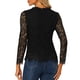 thumbnail image 3 of INSPIRE CHIC Blusa de Encaje para Mujer de Manga Larga con Cuello Volante y Dobladillo Peplum Floral Elegante XL Negro, 3 of 8