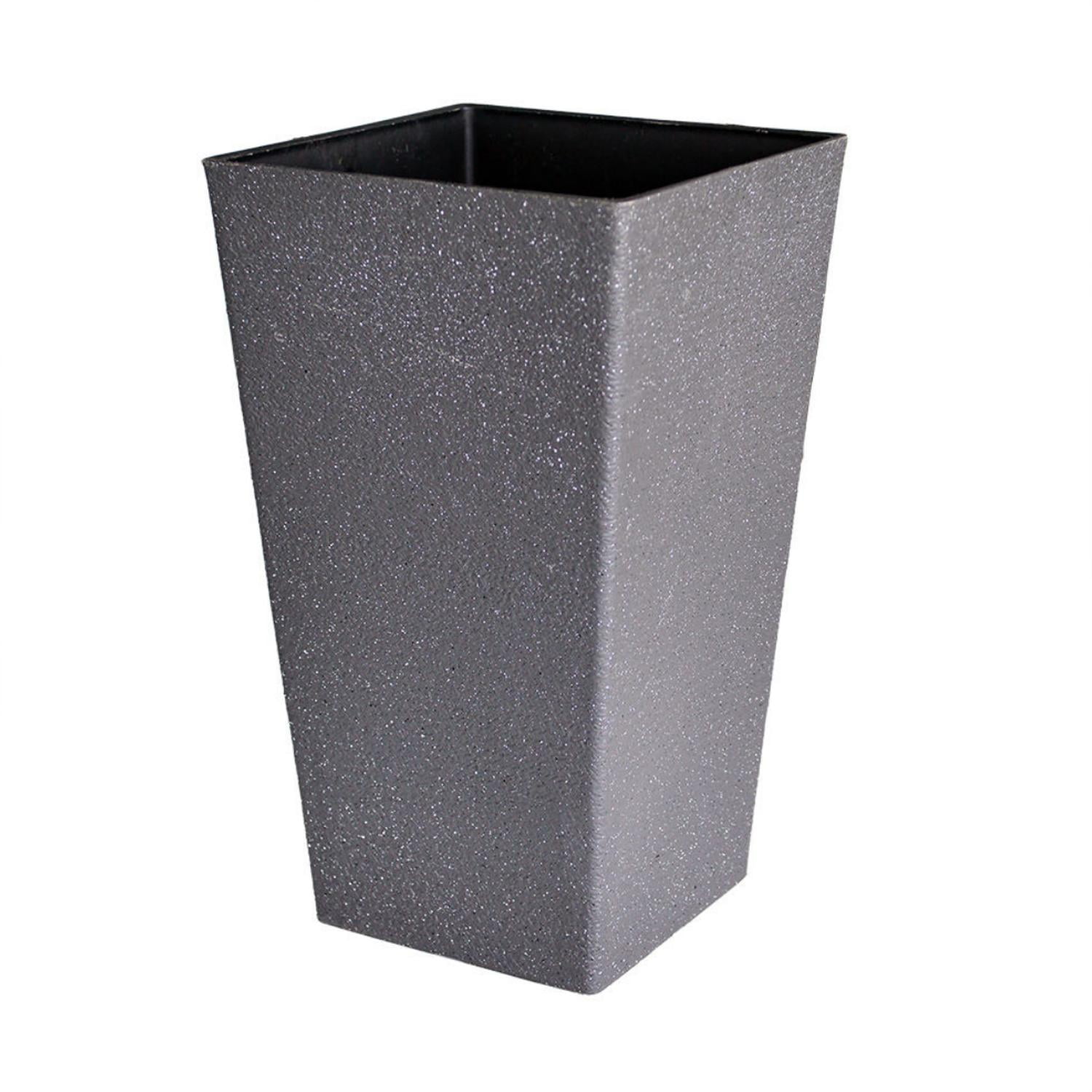 Fliperex - Macetero Plastico Alargado Premium Base Cuadrada Conica Negro