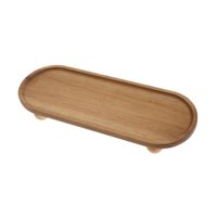 Magideal - Bandeja De Madera Para Guardar Joyas, Bandeja Rústica Para Servir, Ahorra Espacio, Soporte De Pedestal Para Exhibición De Joyas, Ideal Para Baño, Chim Óvalo Largo