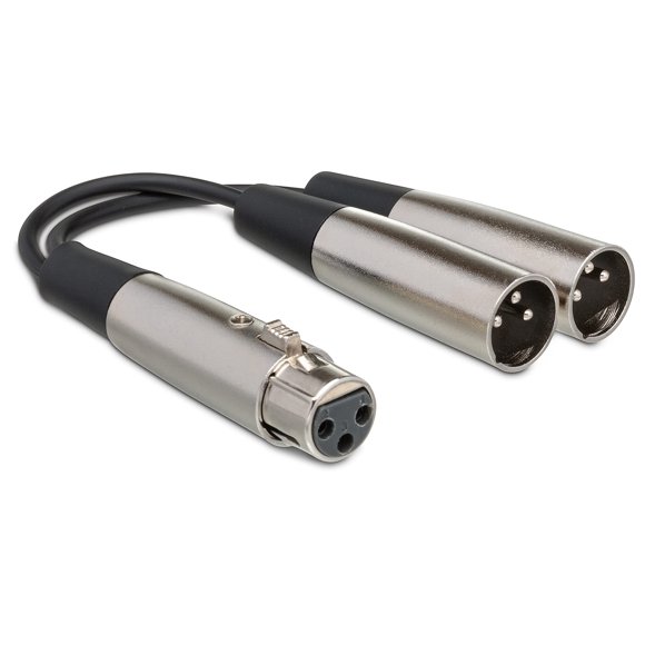 Cable en Y Hosa YXM-121 XLR3F a Dual XLR3M de 6 pulgadas