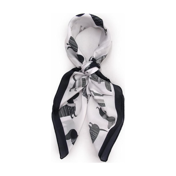 Pañuelo Tipo Seda 70x70 Cm Estampado Perros Salchicha negro Talla Única