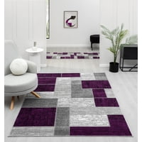 Alfombra L'Baiet Verena Geométrica De Polipropileno, Color Morado Y Gris, 60 X 180 Cm