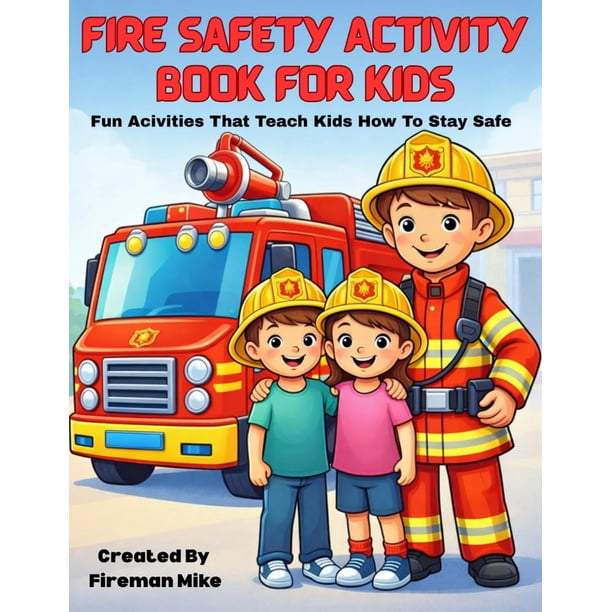 Libro de actividades sobre seguridad contra incendios, publicación independiente, para niños de 4 a 8 años