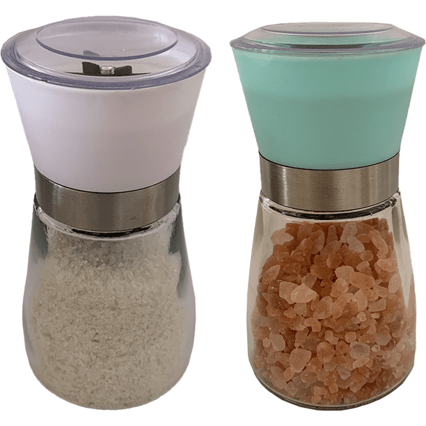 Juego de molinillos de sal y pimienta: molinillos de cerámica ajustables para especias, ideal para la mesa de la cocina.