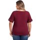 thumbnail image 5 of GRACE & GRANDEUR Blusas de Mujer Talla Grande Cuello en V Elegante Casual con Encaje Bordado de Manga Corta 1X Burdeos, 5 of 7