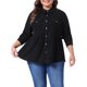thumbnail image 1 of Agnes Orinda Trajes de Halloween para Mujeres Tallas Grandes Camisas de Pana de Escuela Colegio Peplum con Botones Blusas con Bolsillos 3X Negro, 1 of 6