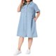 thumbnail image 4 of Agnes Orinda Vestido de Mezclilla para Mujer Talla Grande, Botones Abajo, Cuello con Solapa, Manga Corta, Midi, Casual de Verano, Camisa de Mezclilla con Bolsillos 3X Azul Claro, 4 of 6