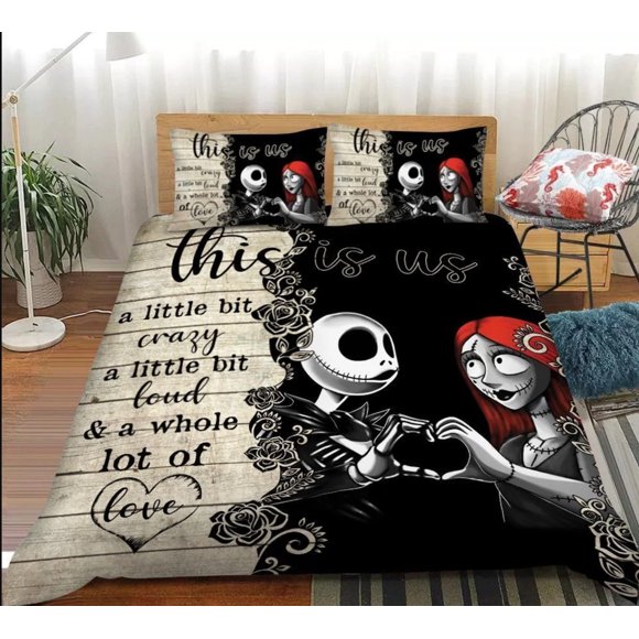 Gift Idea Skull Love This Is Us Full Bedding Duvet Cover Set 3-Piece Bedding Set (1 Duvet Cover + 2 Pillow Shams)