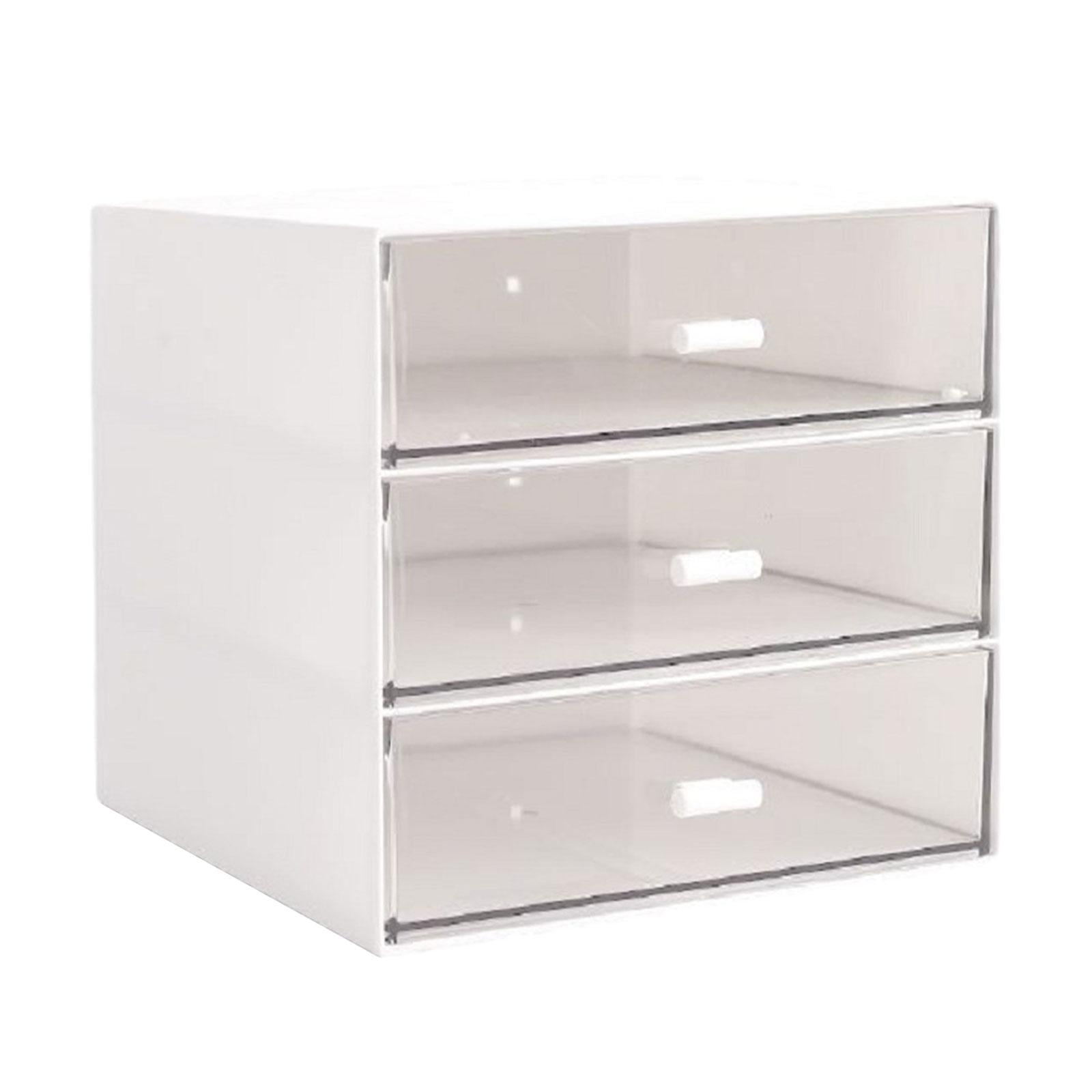 Ioensy - Organizador De Escritorio Con Cajones, Caja De Almacenamiento Con Cajones Transparentes Para Bolígrafos De Manualidades De Oficina, 3 Cajones