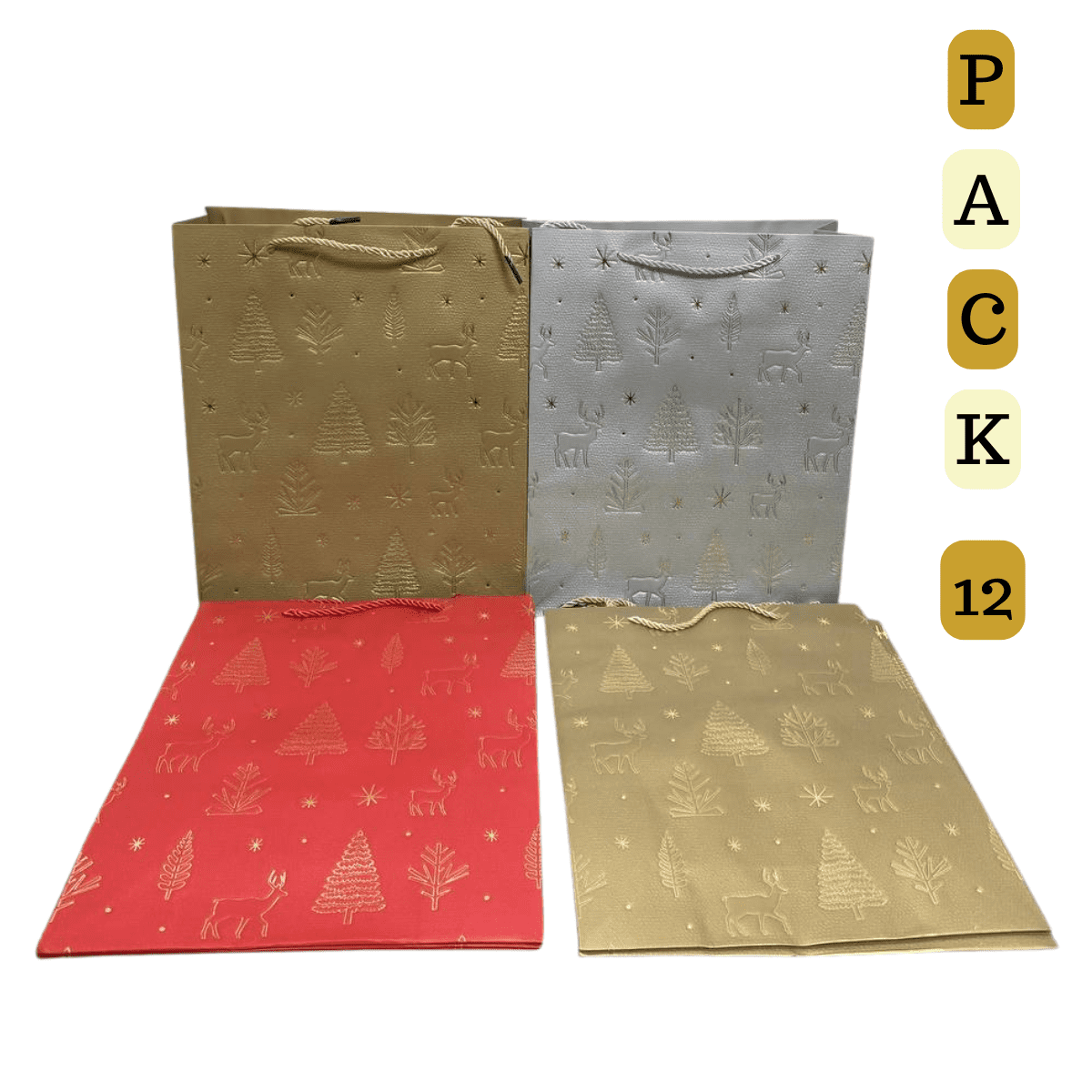 Genérico - Pack 12 Bolsas De Regalo Metalizada Colores Surtidos Navidad 2025