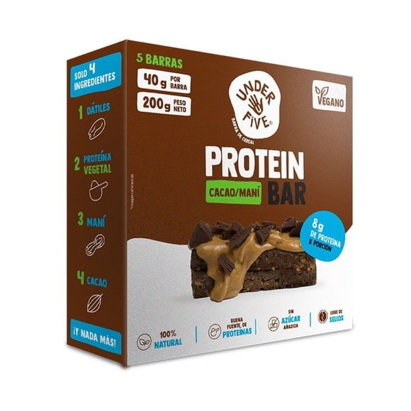 Barra Proteína Underfive Cacao Maní (5Un de 40g c/u), 5 Un