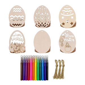 Bothyi - 30X Recortes De Huevos De Pascua De Madera Sin Terminar Formas De Huevo Adornos De Pascua De Madera