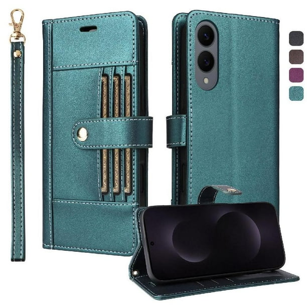 FOXDOCK Funda tipo Cartera para Samsung Galaxy S25 Edge – Cubierta de Cuero PU con Múltiples Ranuras, Bolsillo para Efectivo y Correa de Muñeca