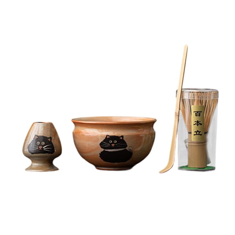 Magideal - Kit Para Preparar Té Matcha Con Batidor Y Cuenco, Cerámica Artesanal Y Bambú, Utensilios Únicos De Regalo Con Soporte Para Batidor Cuenco Para Matcha. Cuenco 123X72Cm
