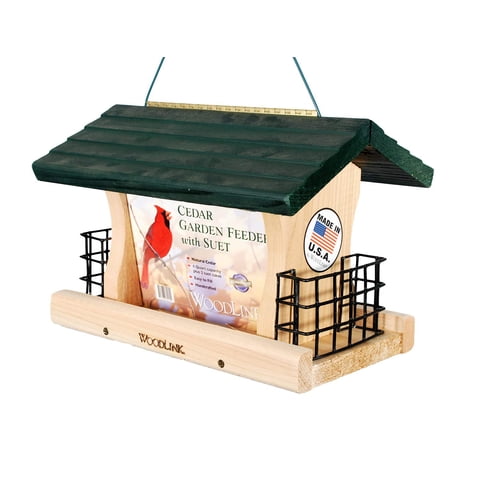 Comedero Woodlink Ggrf3, Cedro, Jardín, Techo Verde Con Jaulas De Sebo