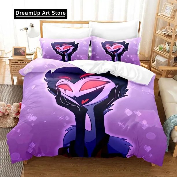 Anime Stolas Helluva Hazbin Hotels Boss Bedding Set Boys Girls Duvet Cover Pillowcase Bed Adult Bedroom
