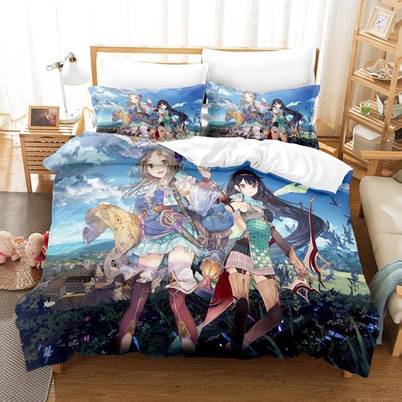 Atelier Totori The Adventurer of Arland Bedding Set Cartoon Anime three-piece set Adult Kid Bedroom Duvet cover Sets Kawaii Bed Sheets