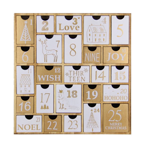 Calendario de Adviento Juegoal, recargable, de madera, 30 cm, para niños