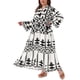 thumbnail image 4 of Agnes Orinda Disfraces de Halloween para Mujer Tallas Grandes Vestido Bohemio Patrón Geométrico Suelto con Botones Mangas Acampanadas Largas en Capas Casual de Otoño Línea A Vestido Maxi 4X Negro, 4 of 6