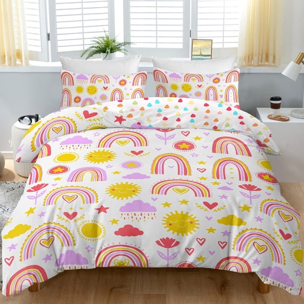 Purple Unicorn Full Bedding Set for Kids Boys Girls Glitter Galaxy Unicorn Duvet Cover 3 Piece Space Unicorn Comforter Cover