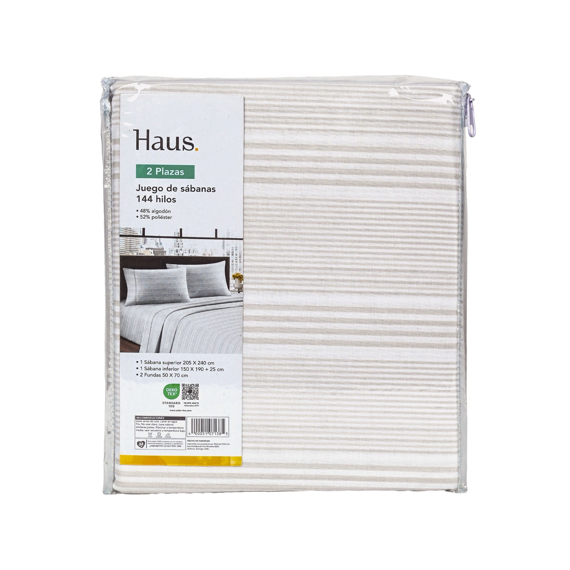 Haus - Juego De Sábanas 2 Plaza 144 Hilos Poliester