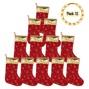 Genérico - Pack 12 Botas Navideñas Diseño Copo De Nieve Decoración Navidad