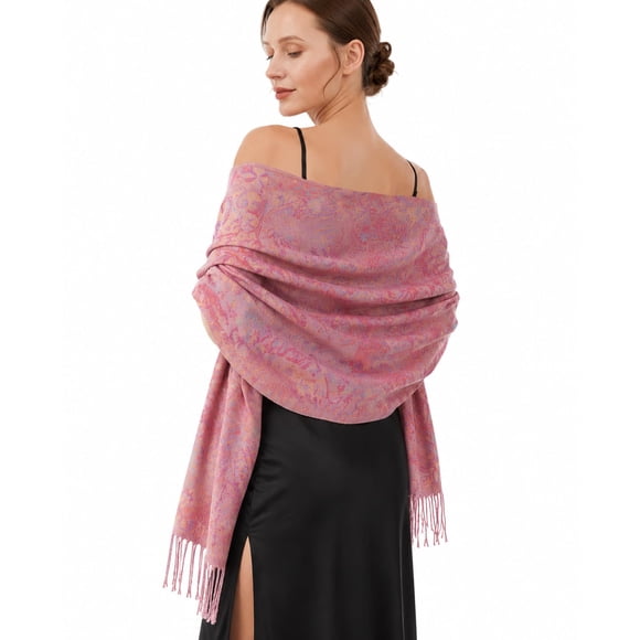 Pashmina Nonakgado Rosa con Estampado Paisley – Chal, Pañuelo y Hijab
