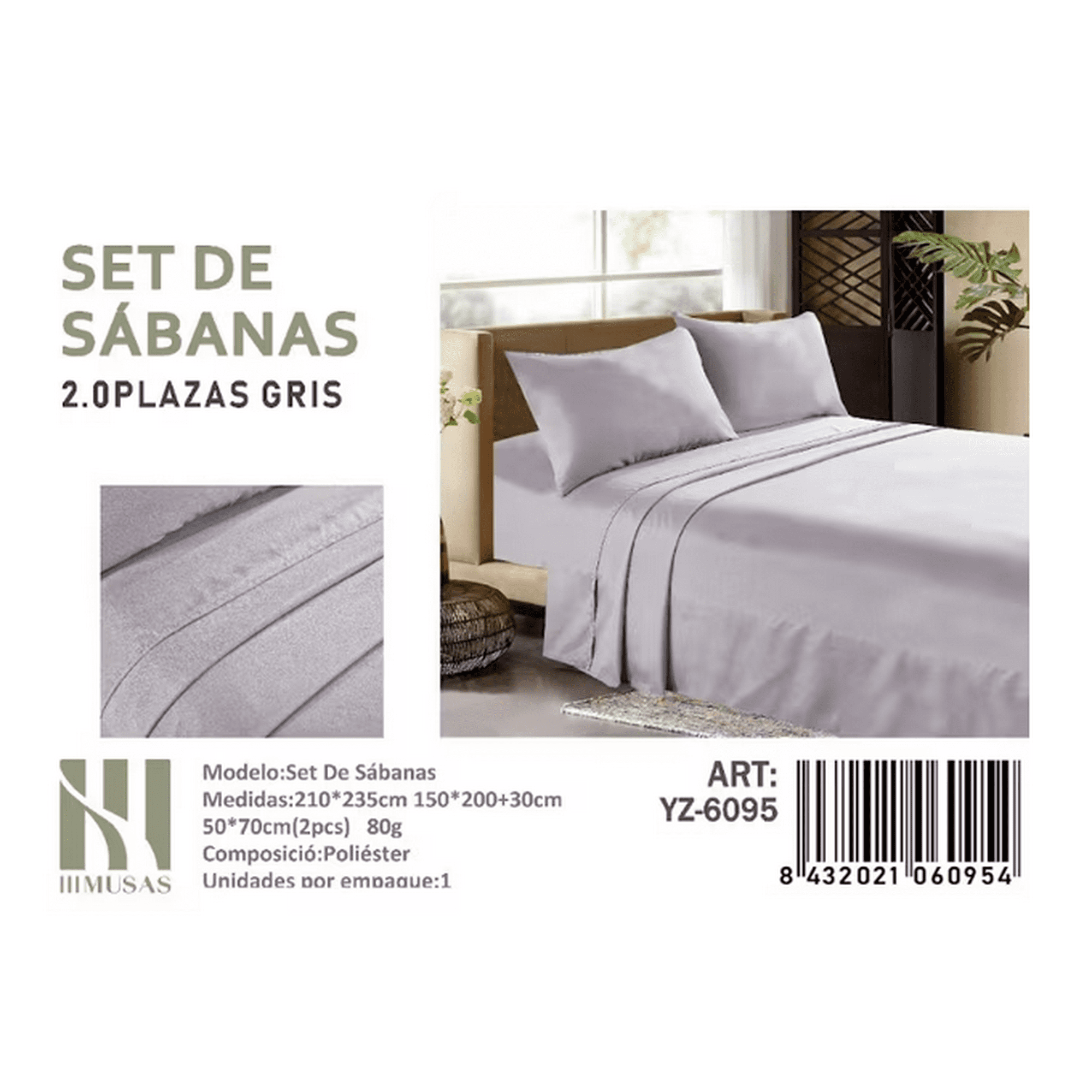Tecnocasa - Set De Sabanas 2.0 Plazas 150 Hilos Color Gris 2 Funda De Almohada