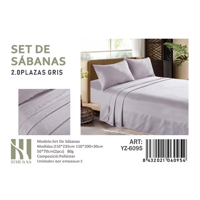 Tecnocasa - Set De Sabanas 2.0 Plazas 150 Hilos Color Gris 2 Funda De Almohada