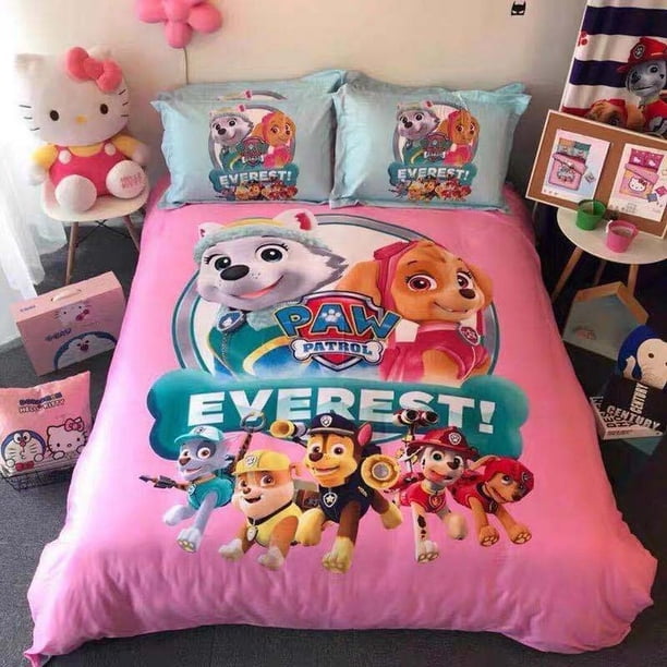 Paw Patrol Pups Pink Quilt Duvet Cover Set Bedclothes Bedding Kids Bed Linen3-Piece Bedding Set