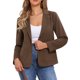 thumbnail image 1 of INSPIRE CHIC Blazer de Manga Larga para Mujer con Solapa de Muesca Chaquetas de Traje Vintage para Oficina con Bolsillo XS Marrón, 1 of 6