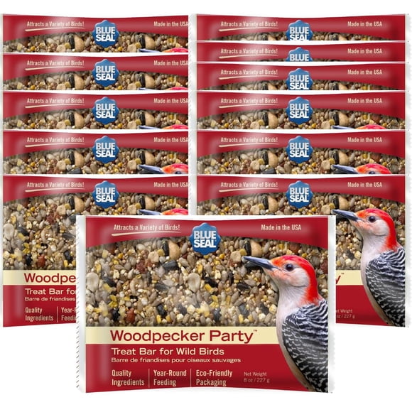 Barras para golosinas con forma de sebo azul, diseño de pájaro carpintero, 225 ml, paquete de 12