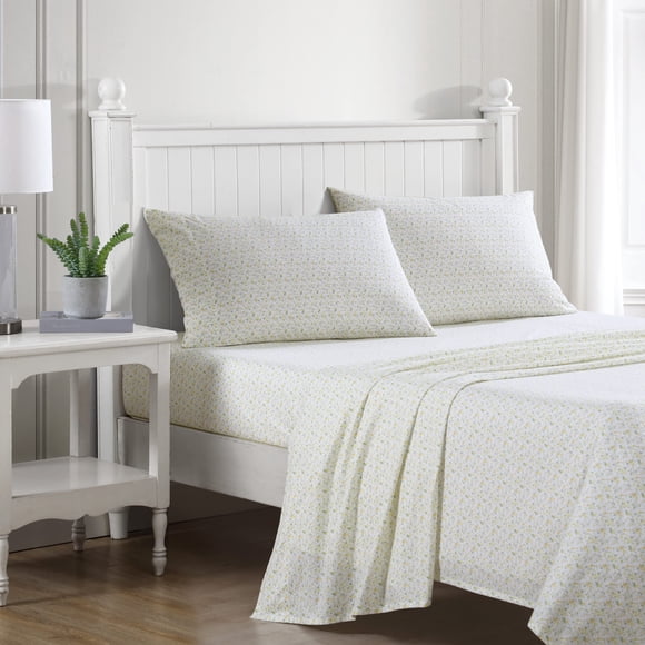 Juego de Sábanas Laura Ashley Evie Amarillo Percal de Algodón Twin XL